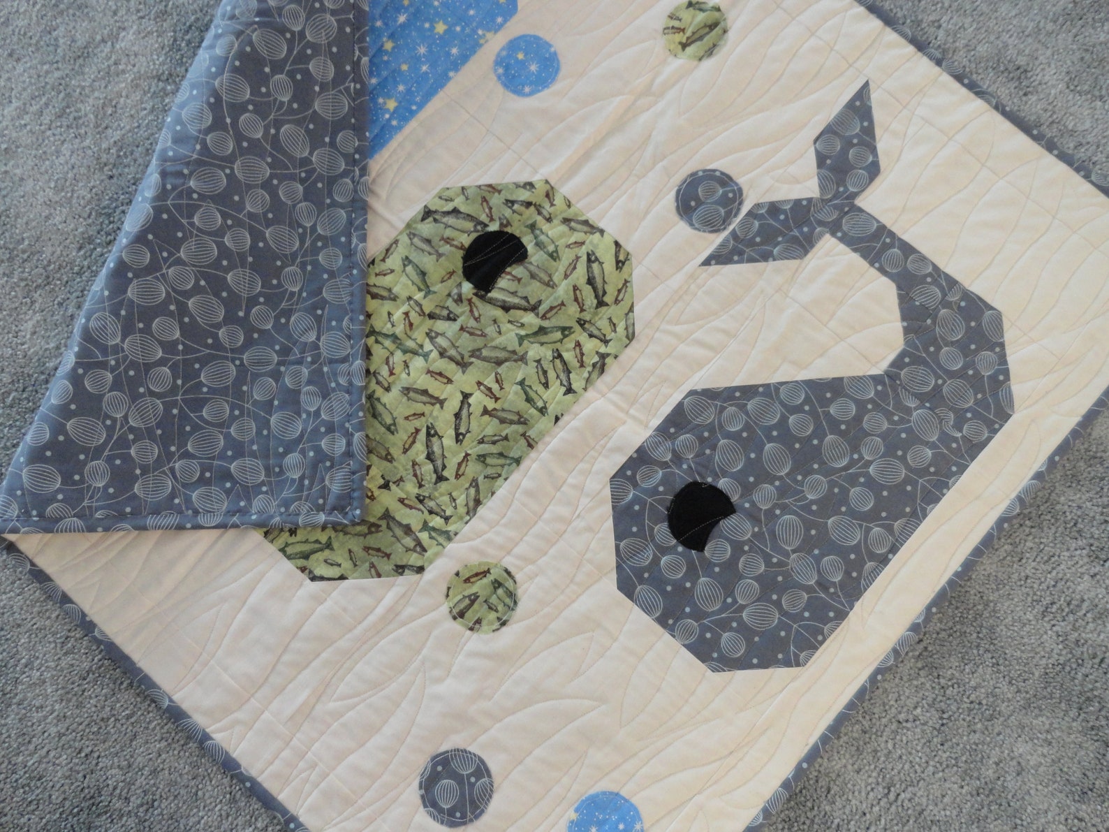 Whale Baby Quilt/waves Quilting/nautical Nursery/whale Toddler Etsy