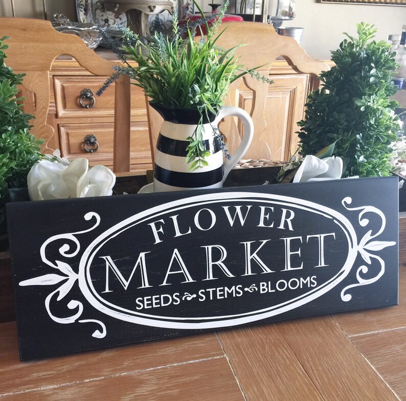 Rustic Chalkboard style Flower Market sign French Country Etsy