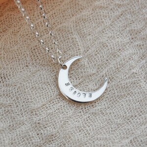 Personalised Crescent Moon Silver Necklace Initial Women's Jewellery Name Pendant Unique Gifts for Her Best Friend, Mum image 4