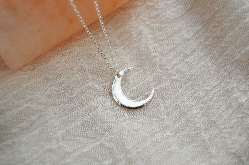 Personalised Crescent Moon Silver Necklace Initial Women's Jewellery Name Pendant Unique Gifts for Her Best Friend, Mum image 8