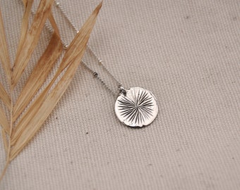 Essence Sunburst Necklace - Handcrafted Silver - Personalised Initial Pendant - Elegant Gift for Her - Dainty  Boho Everyday Jewellery