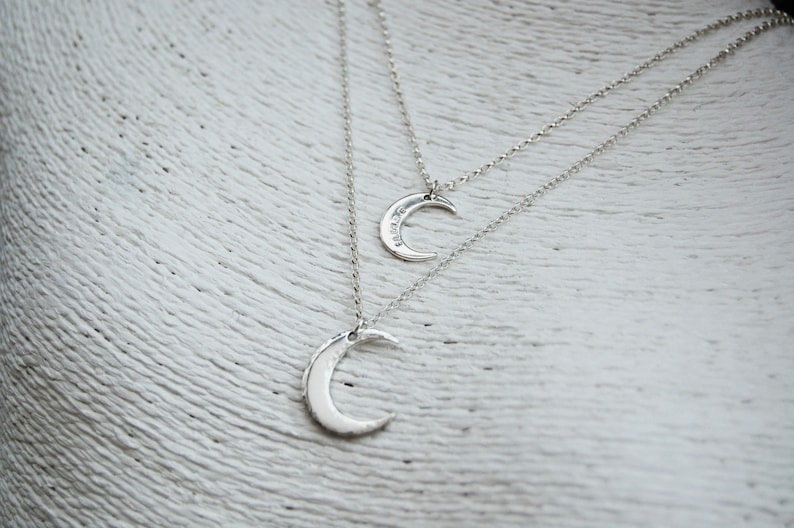 Personalised Crescent Moon Silver Necklace Initial Women's Jewellery Name Pendant Unique Gifts for Her Best Friend, Mum image 5