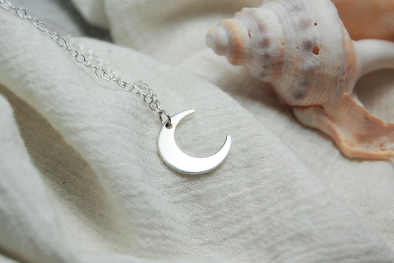 Personalised Crescent Moon Silver Necklace Initial Women's Jewellery Name Pendant Unique Gifts for Her Best Friend, Mum image 7