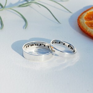 silver personalised eternity rings with coordinates