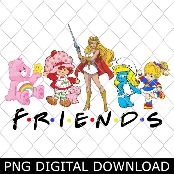 Friends Nostalgia Png, Vintage Cartoon Friends Nostalgia Png, Friends Cartoon Png, 80's Cartoons Png