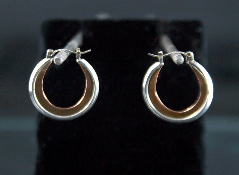 Tu-Tone Hoop Earrings Silver with Copper inlay ER01-x image 1