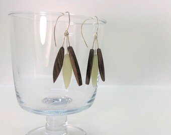 Modern Feather Earrings in seafoam green