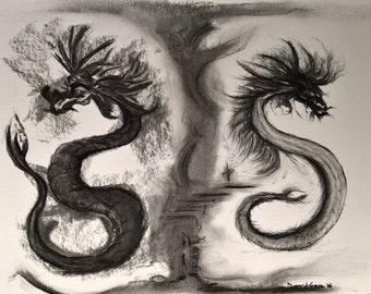 Dragon VII ...  original charcoal drawing