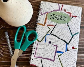 Reading Journal - Spiral Notebook for Book Lovers - Bookish Illustrated Journal - 5.5x8.5 Notebook Reading Tracker - Book Journal