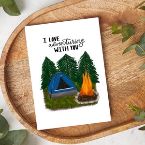 Adventure Buddy Card - Anniversary Card - Friendship Card - Camping Themed Greeting Card - Blank Illustrated Card - Father's Day Card