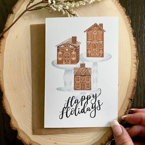 Gingerbread House Christmas Card - 4x6 110lb Holiday Card - Handmade Christmas Card