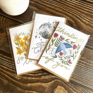Any Three Greeting Cards - You Choose Three Greeting Cards - Greeting Card Set Pack of Three - Cute Illustrated Handmade Greeting Cards 4x6