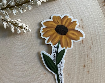 Different and Beautiful - clear vinyl sticker - floral daisy Waterproof Vinyl Sticker