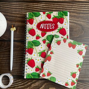 Summer Strawberries Notepad 4.25x5.5Deskpad 50 sheet Strawberry Notepad Cute Illustrated Stationery image 4