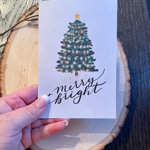 Christmas Tree greeting Card - 4x6 110lb Holiday Card - Handmade Christmas Card - merry and bright card