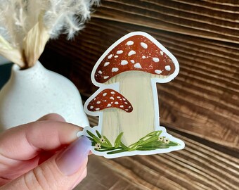 Cute mushrooms sticker - waterproof die cut vinyl sticker - toadstool sticker - cottagecore fall sticker
