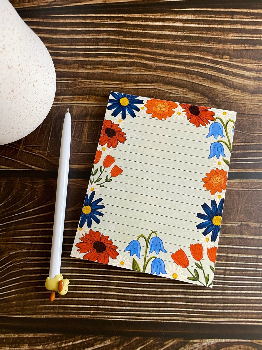 Green Floral Notepad - 4.25x5.5” Illustrated Floral Notepad - 50 Sheet ...