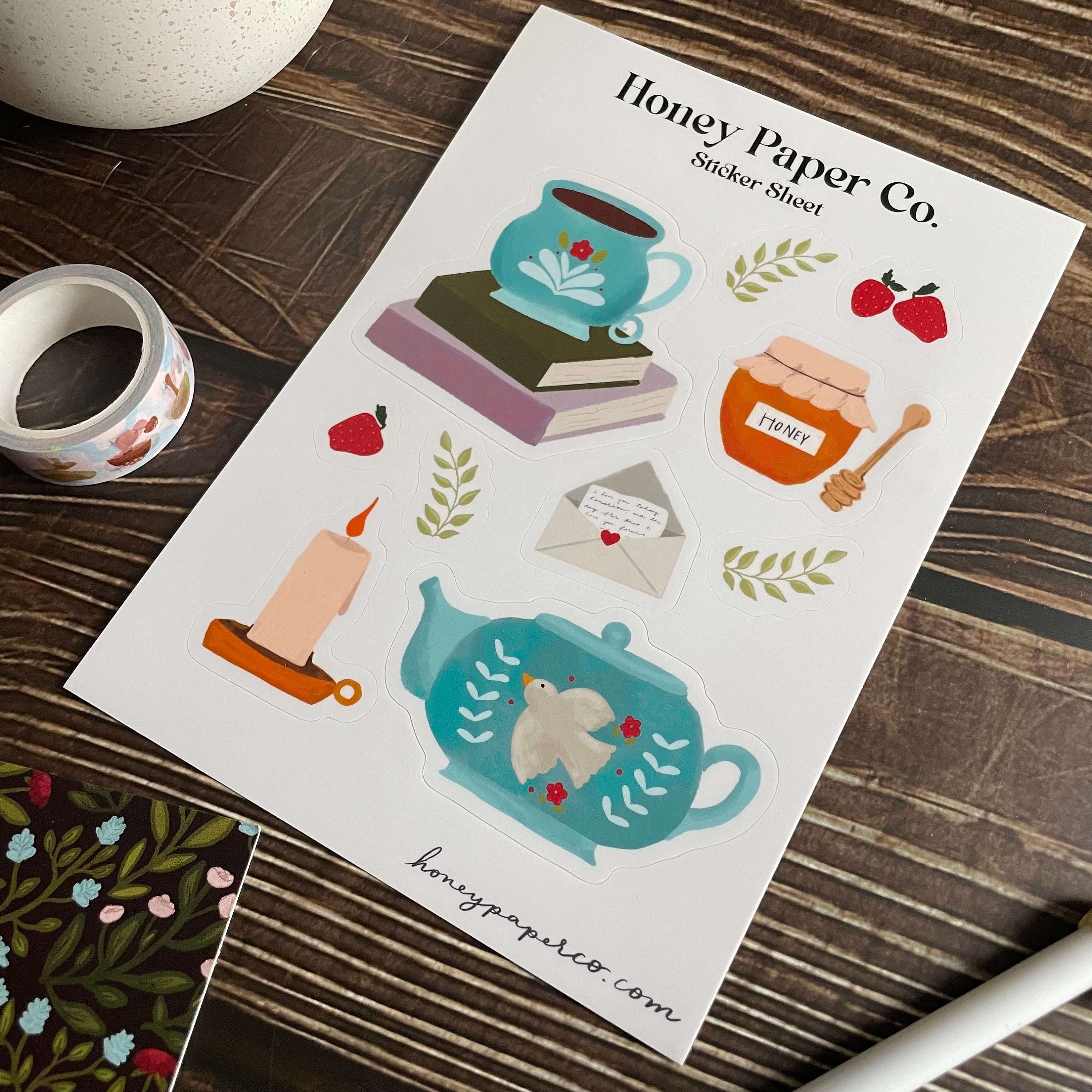 Cozy Tea Time Sticker Sheet - 5x7 Vinyl Sticker Sheet for Bullet ...