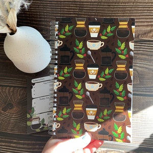 Coffee Bean Notebook - Cute Illustrated Journal - Coffee lover office supplies - barista notebook