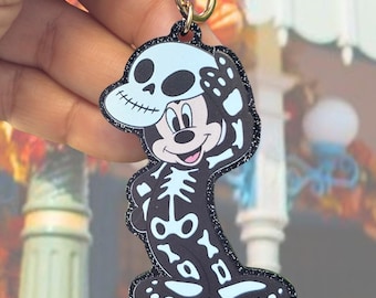Skeleton Mickey Keychain | Disney Bag Charm | Halloween Mickey Charm | Halloween Disney Keychain | Spooky Bag Charm