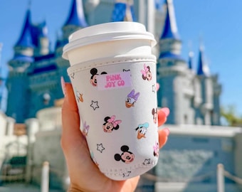 Mickey Minnie Daisy Donald Cup Sleeve | Drink Sleeve | Disney Cup Sleeve | Ice Coffee Drink Sleeve | Hot Drink Sleeve | Drinkware Cozies