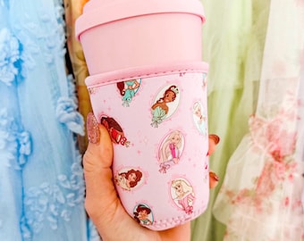 Princess Cup Sleeve | Medium Drink Sleeve | Disney Princess Coffee Sleeve | Ice Coffee Drink Sleeve | Hot Drink Sleeve | Drinkware Cozies