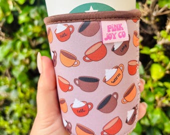 Fall Mugs Cup Sleeve | Drink Sleeve | Cozy Fall Vibes Cup Sleeve | Ice Coffee Sleeve | Hot Drink Sleeve | Drinkware Cozies | PSL Season