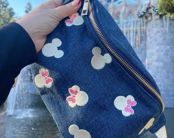 Embroidered Denim Fanny Pack | Ready to Ship | Fanny Pack | Belt Bag for the Parks | Magical Fanny | Crossbody Bag | Denim Bag