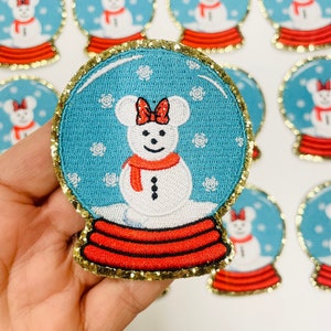 Large Snowglobe Patch | Christmas Patches | Magical Mouse Patches | Embroidered Patches | Chenille Patch | Disney Christmas Patch