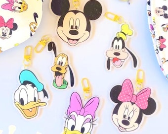 Jumbo Mickey Friends Keychain | Minnie Keychain | Disney Keychain | Disney Bag Charm | Disneyland Keychain | Sensational Six Large Keychain