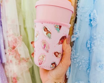 Princess Cup Sleeve | Medium Drink Sleeve | Disney Princess Coffee Sleeve | Ice Coffee Drink Sleeve | Hot Drink Sleeve | Drinkware Cozies