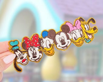 Mouse and Friends Embroidered Patch with Gold Glitter Trim | Disney Patch | Sensational Six Patch
