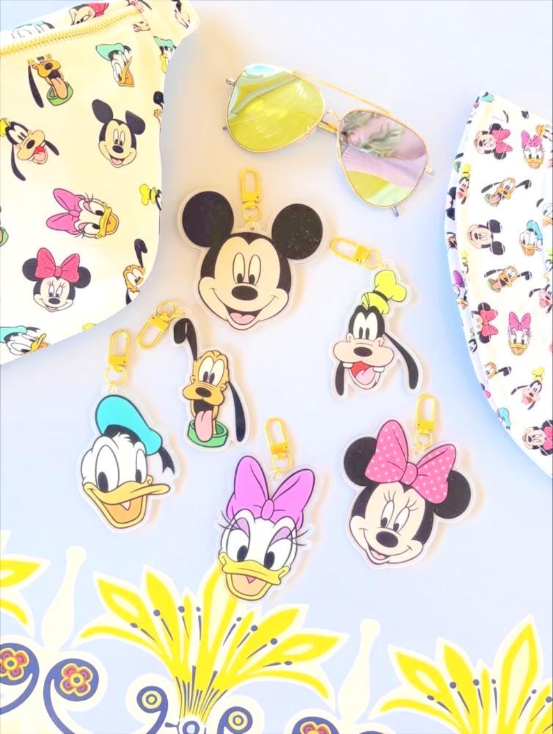 Jumbo Mickey Friends Keychain | Minnie Keychain | Disney Keychain | Disney Bag Charm | Disneyland Keychain | Sensational Six Large Keychain image 1