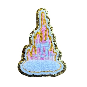 Pink Castle Patches | Magical Castle Patch | Iron On Patch | Chenille Patch | Fanny Pack Patches