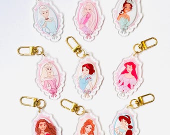 Disney Princess Keychain | Princess Bag Charm | Disney Bag Charm | Disney Keychain | Cute Princess Charm for Girls | Disneyland Keychain