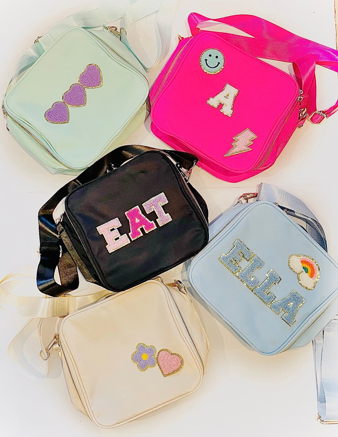 NEW Personalized Nylon Lunch Box Custom Lunchbox Lunchbox With Patches
