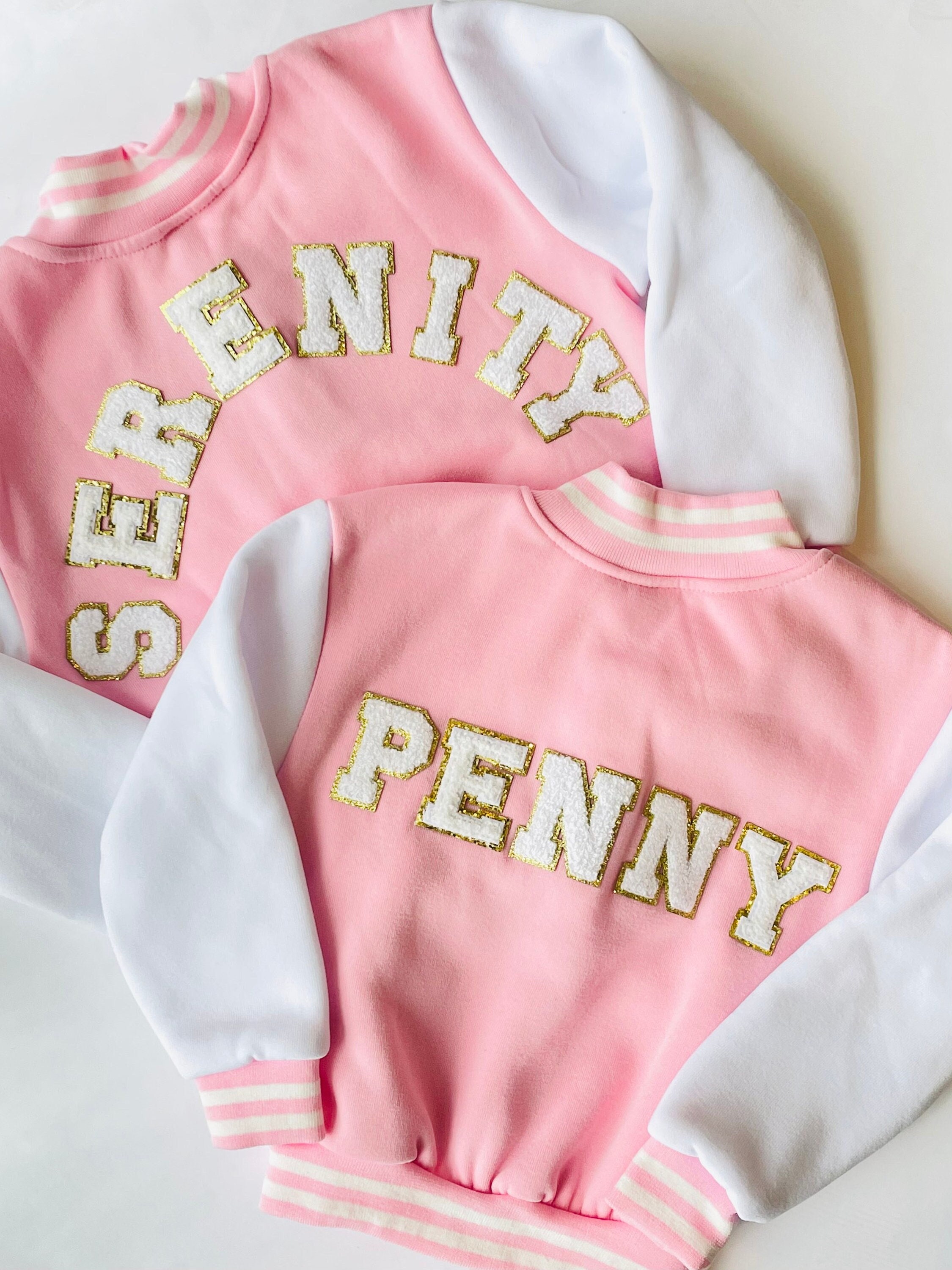 Custom Varsity Jackets | Personalized Girls Jacket | Pink Varsity Jacket | Jacket with Patches | Toddler Girls Custom Jacket | Monogram