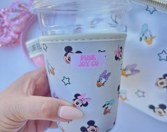Mickey Minnie Daisy Donald Cup Sleeve | Drink Sleeve | Disney Cup Sleeve | Ice Coffee Drink Sleeve | Hot Drink Sleeve | Drinkware Cozies