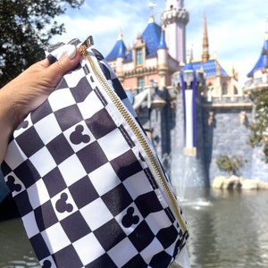 Black Checkered Mouse Large Fanny Pack | Crossbody Bag | Park Bag | Mouse Bum Bag | Magical Vacation Bag | Theme Park Belt Bag