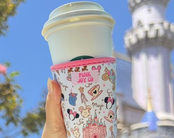 Fantasyland Cup Sleeve | Drink Sleeve | Disney Cup Sleeve | Ice Coffee Drink Sleeve | Hot Drink Sleeve | Drinkware | Drink Koozie