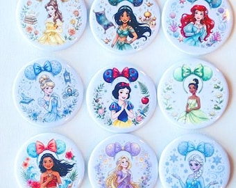 2.25" Princess Buttons | Disney Button | Park Button | Disney Princess Pin