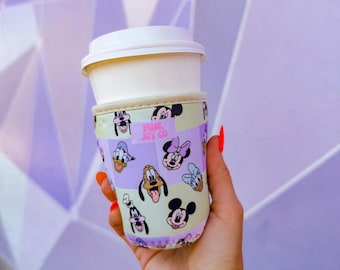 Pastel Pals Cup Sleeve | Drink Sleeve | Disney Cup Sleeve | Ice Coffee Drink Sleeve | Hot Drink Sleeve | Drinkware Cozies | Mickey Minnie