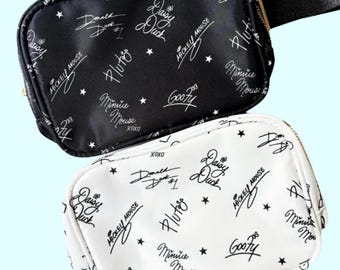 Autograph Belt Bag | Disney Belt Bag | Mickey and Friends Signatures | Disney Characters Signature Bag | Mickey Bag | Disney Fanny Pack
