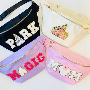 LARGE Fanny Packs | Park Fanny Pack | Theme Park Belt Bag | Patch Bag | Magical Vacation Bag | Bag with Patches | Custom Mouse Bag
