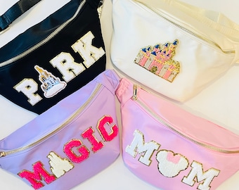 LARGE Fanny Packs | Park Fanny Pack | Travel Bag | Patch Bag | Magical Vacation Bag | Bag with Patches | Belt Bag for the Parks