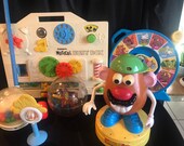 Vintage toddler toy collection - A lot - playskool - Fisher Price - stater set - vtg baby shower - corn popper push toy - musical busy box