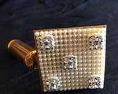 Vintage pearl rhinestone lipstick case
