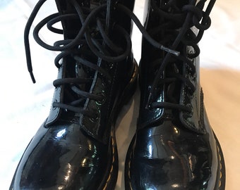 black patent leather doc martens womens