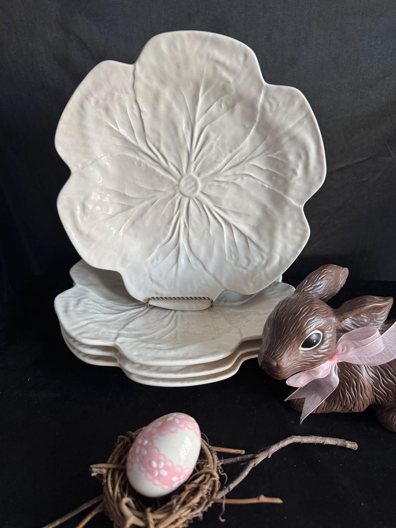 Cabbage Ware White Cabbage Dinner Plates.4, Bordallo Pinheiro ,10 1/2” Tableware ...