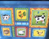 Melamine snack tray - barnyard animals - Made in Italy - beverage - snack tray server